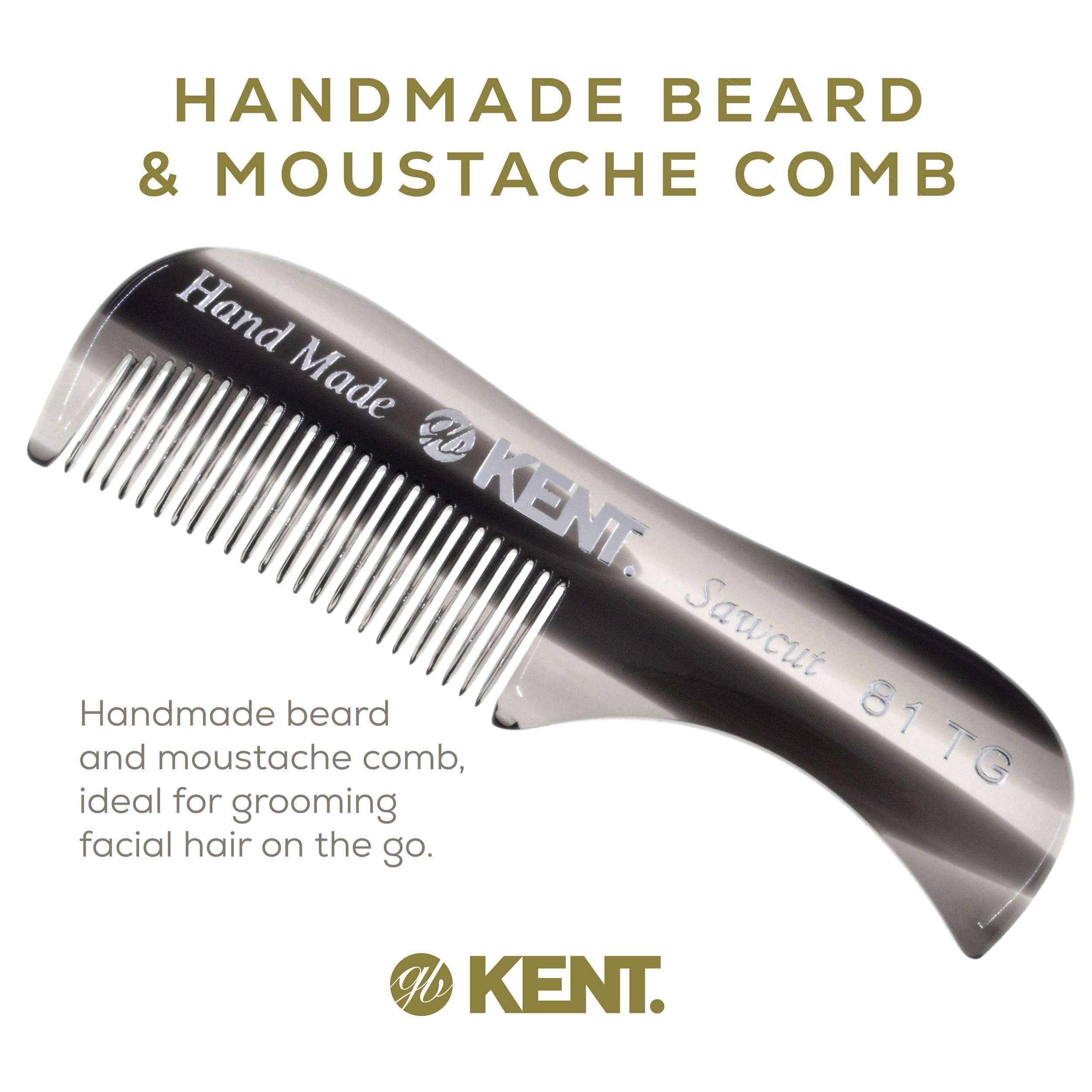 KENT Kent A 81TG Small Men\'s Beard Mustache Pocket Comb, Fine Toothed Pocket for Facial Hair Grooming and Styling, Handmade, Saw-cut Hand Polished, Made in England