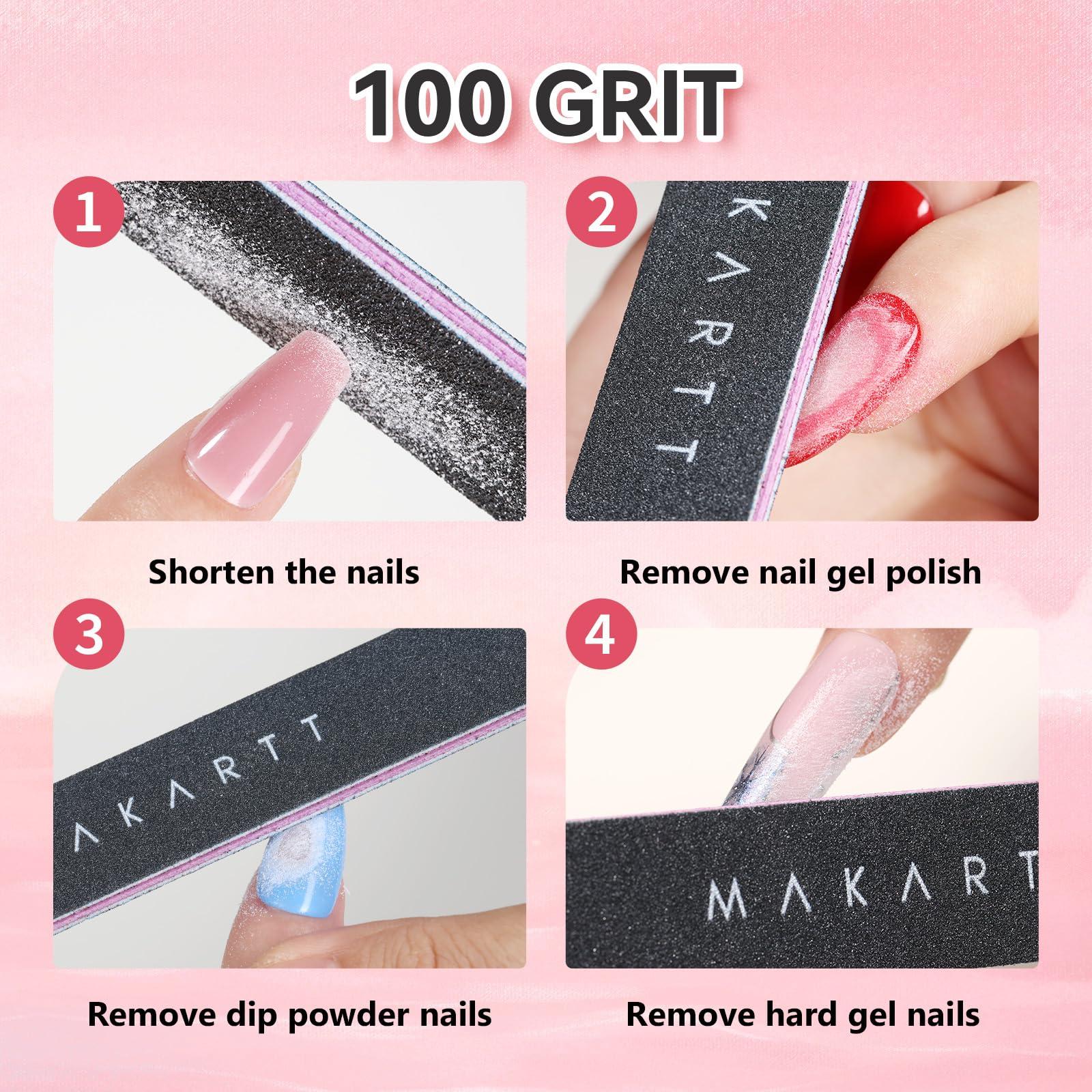 Makartt Makartt Nail File 100 180 Grit Emery Boards for Nails 10pcs Black Nail Files Professional Washable Doubled Sides Nail File Kit for Natural Acrylic Nails Coarse for DIY Salon Use