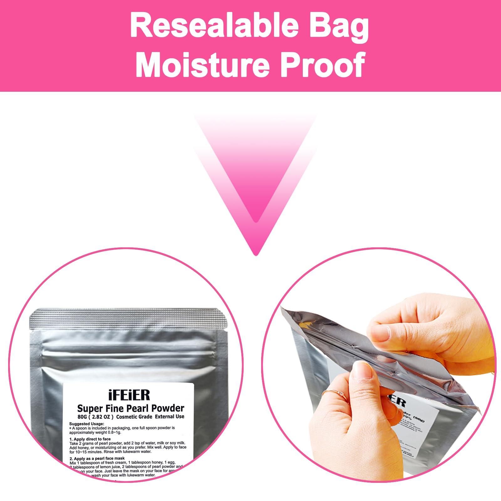 iFEiER iFEiER Pure Freshwater Pearl Powder for Skincare and Homemade Cosmetics Grade. 80g(2.82oz) SuperFine Pearl Powder for DIY lotions | creams | serums | making face mask, Natural and Oranic