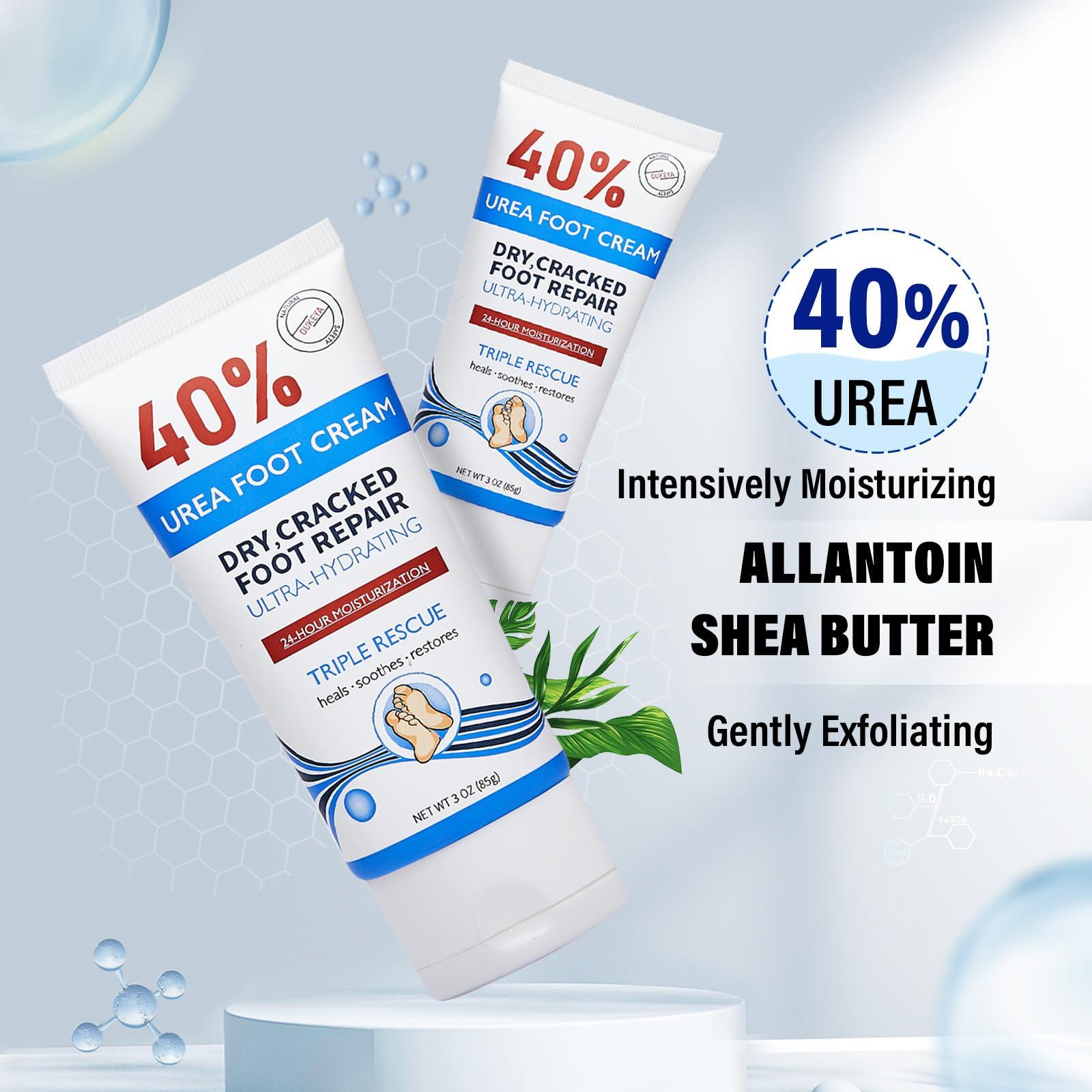 OUKEYA OUKEYA Urea Cream 40 Percent Tube 3 Oz, Urea Foot & Hand Cream for Dry Cracked, 40 per Urea Lotion for Feet Maximum Strength 3 Ounce(Pack of 3)