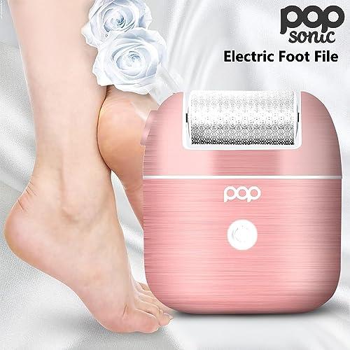 Pop Sonic Pedi Pro Electric Foot File - Electric Callus Remover for Feet - Pedi Spa Foot Exfoliator Tool for Men/Women (Rose Gold)