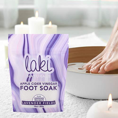 Laki Naturals Laki Naturals Apple Cider Vinegar Foot Soak, Foot Detox Soak, Pedicure Soak, Foot Soak Callus Remover, Foot Treatment, Epsom Salt Foot Soak with Hawaiian Sea Salts (10 oz) - Lavender Fields