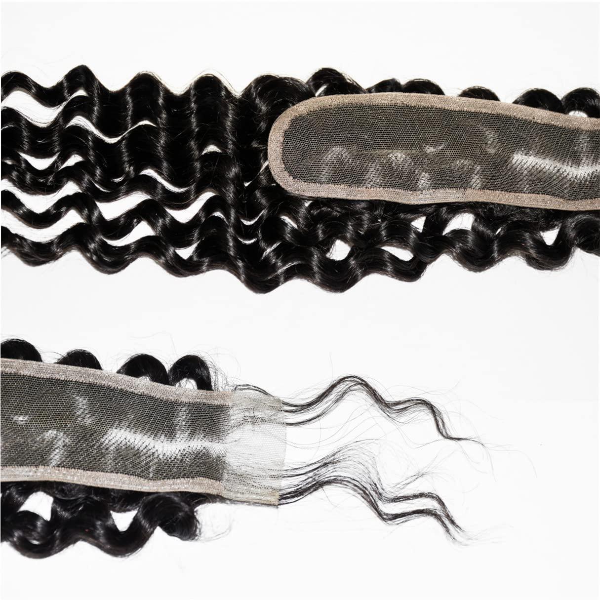 rewcoin Brazilian Deep Wave 2x6 Lace Closure 100% Unprocessed Human Virgin Hair Deep Curly Closure Pre-Plucked Hairline Loose Deep Closure With Baby Hair (14inch, 2x6 deep wave closure)