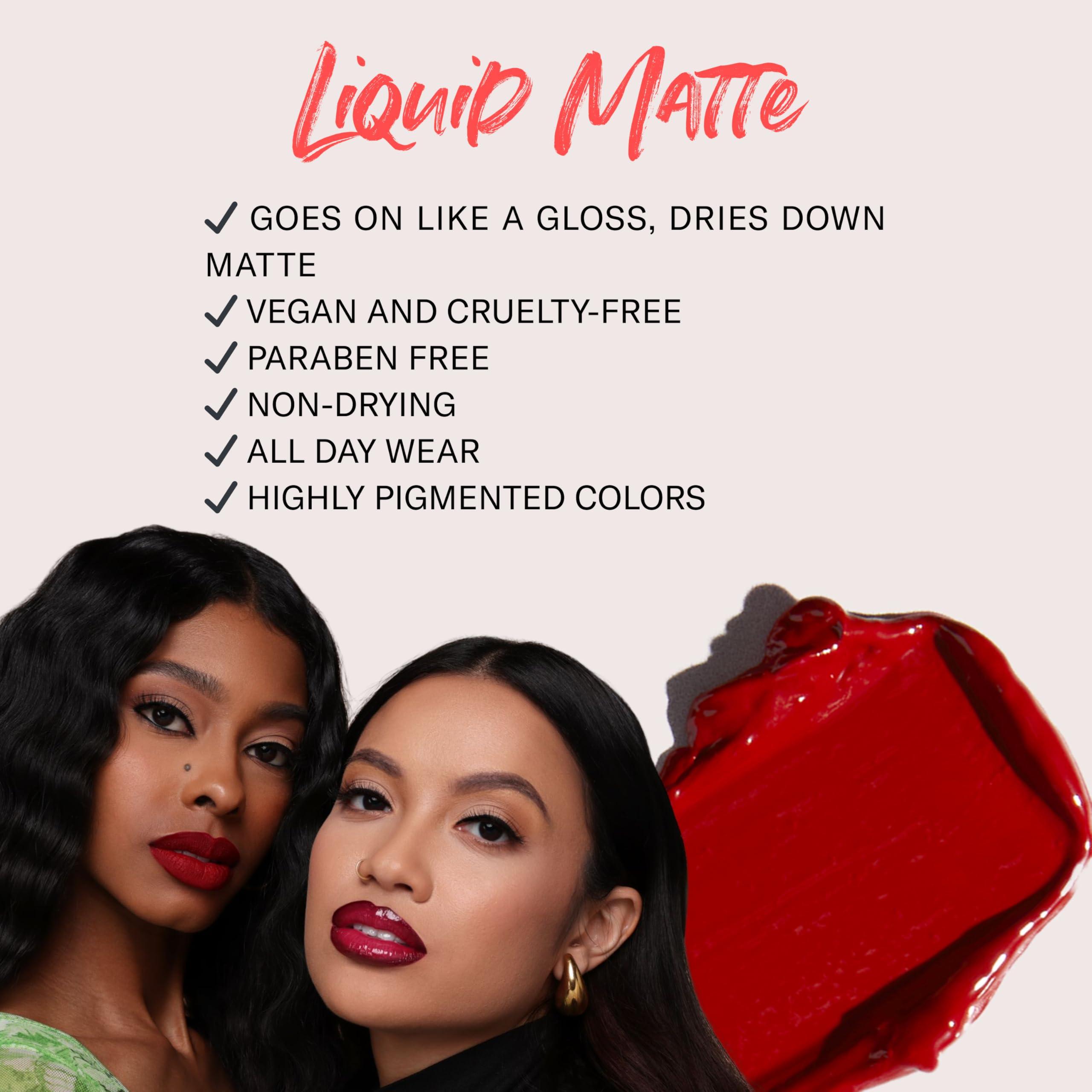 The Lip Bar The Lip Bar - Nonstop Liquid Matte Lipstick 2-Pack, Bawse Lady (Blue Red) - High Pigment - One Swipe - Long Lasting - Jojoba Oil & Vitamin E - Vegan & Cruelty Free - Makeup & Cosmetics - .24 fl oz