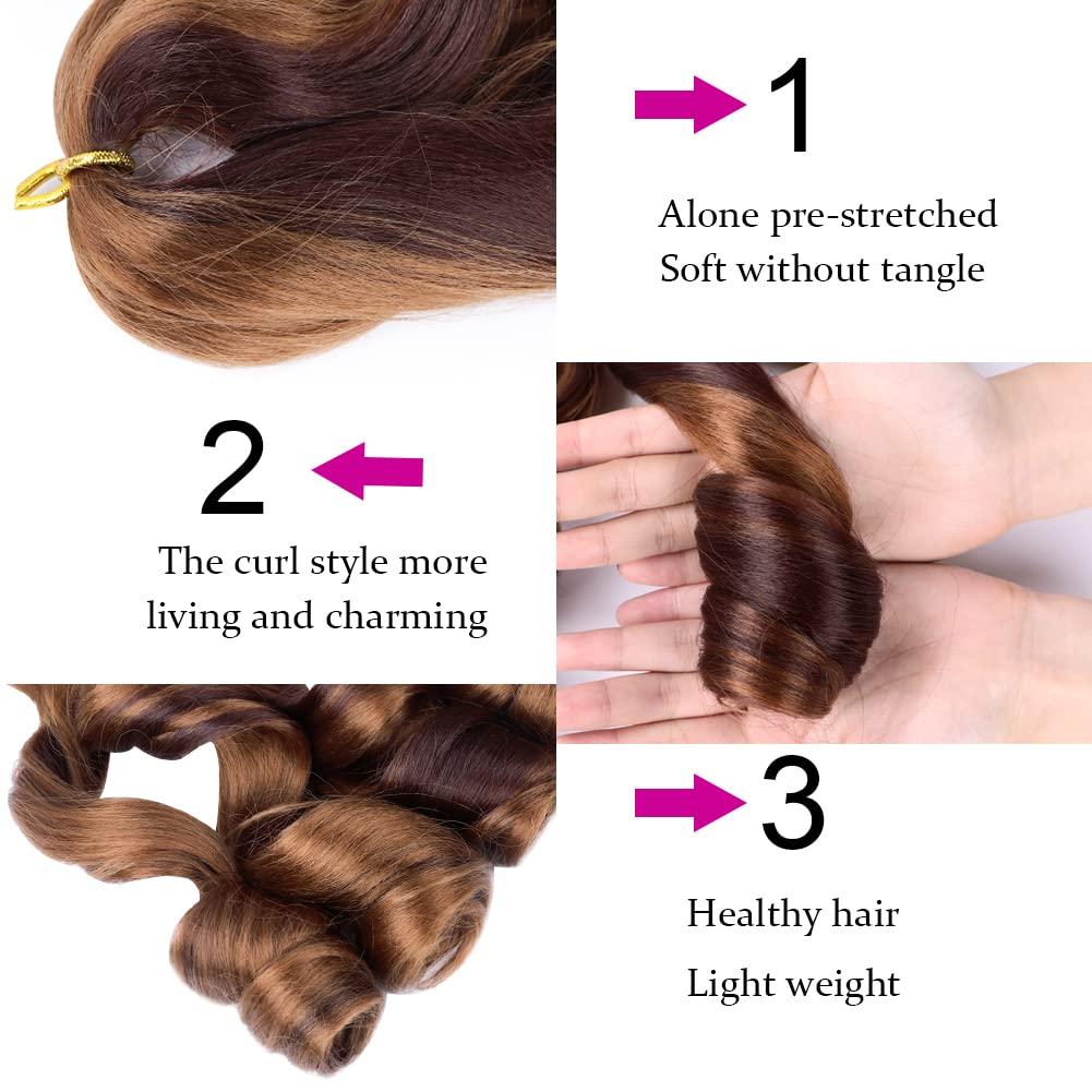 JVILO JVILO Loose Wave Spiral Curl Crochet Hair French Curl Braiding Hair 18Inchs 8Packs Synthetic Braids Ombre Pre Stretched Braiding Hair (18inch 8packs, P30/33)