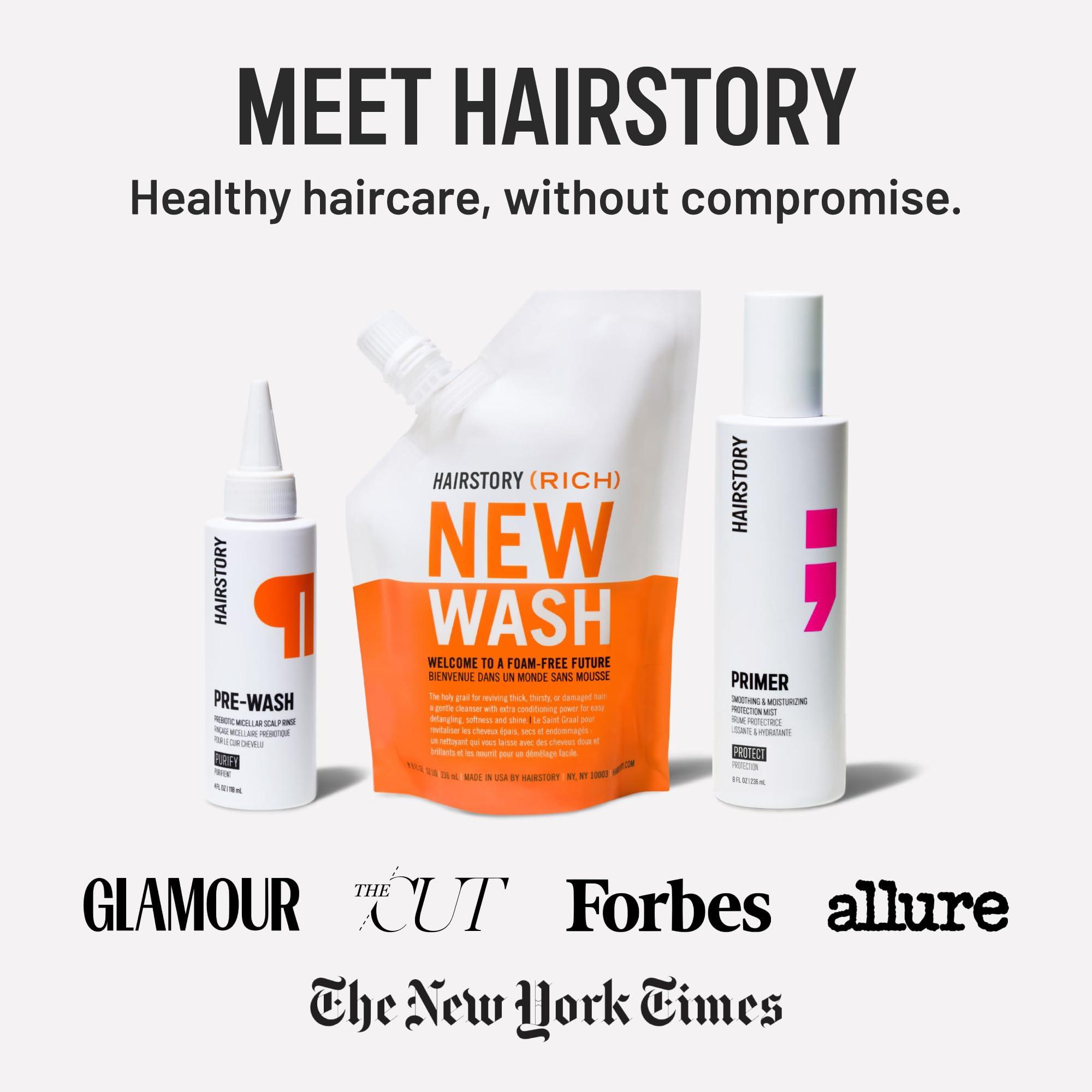 Hairstory Hairstory New Wash Rich, Ultra-Moisturizing Cleansing Cream for Dry & Thick Hair, Shampoo & Conditioner Alternative, Restores Softness & Shine, 8oz