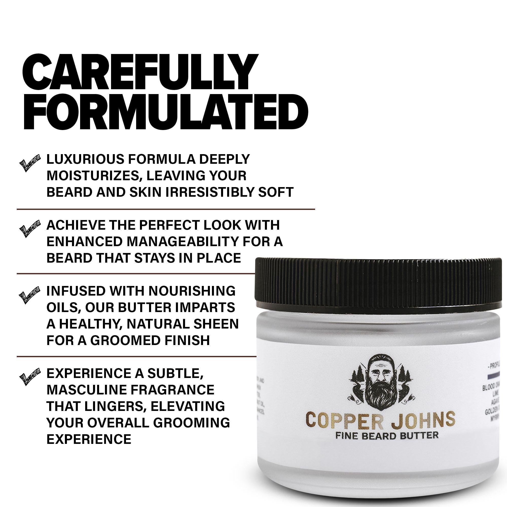 Copper Johns Copper Johns Beard Butter for Men with Shea Butter, Jojoba Oil & Sea Minerals for Moisture, Softness, Control, & Sheen, Barbershop-Warm Wood & Bay Rum, 2 oz