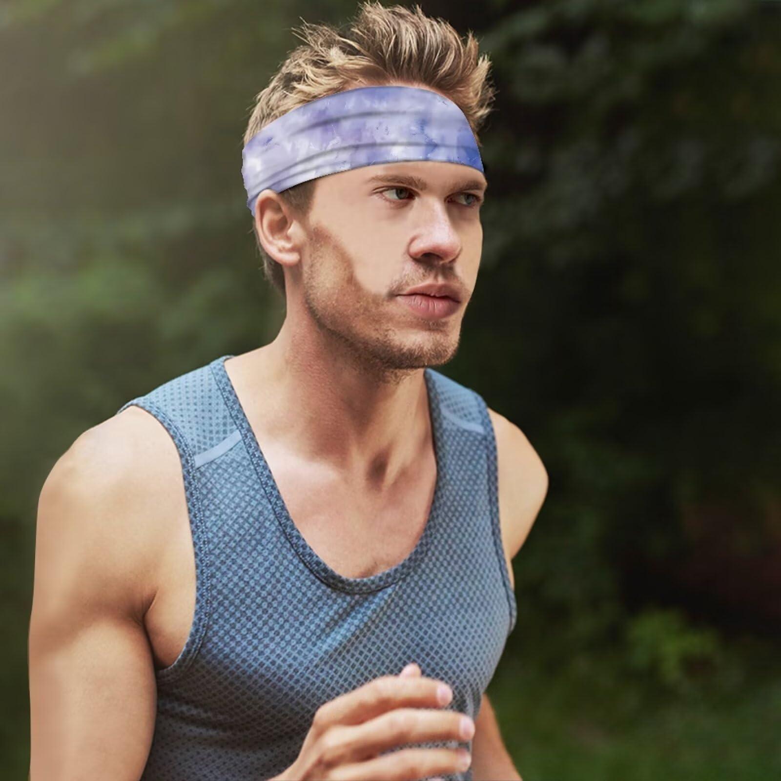 NDISTIN NDISTIN Turban Hat Sweatbands Breathable Head Band Scarf Hard Hat Non Slip Women Sweatband, Purple Tie Dye