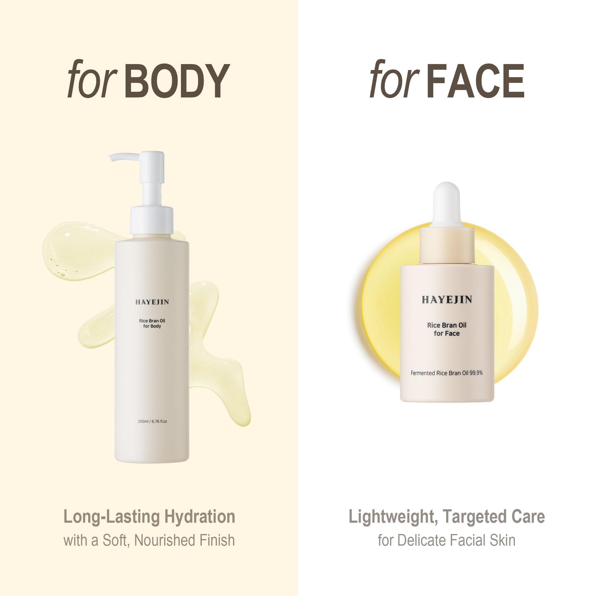 HAYEJIN HAYEJIN Rice Bran Oil for Body | Moisturizing Body Oil For Men & Women | Hydrating Body Oil w/Fermented Rice Bran Oil for Skin | Refreshing Body Oil for Dry Skin 6.76 Fl Oz