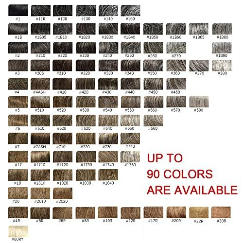 LYRICAL HAIR Toupee for Men Hair System Replacement Mens Human Hair Piece Fine Mono Mens Toupee Clear Poly Skin Around Hairpiece Monofilament Wig 6\"X8\" #1B80 Off Black+80% Gray-110% Light to Medium Density