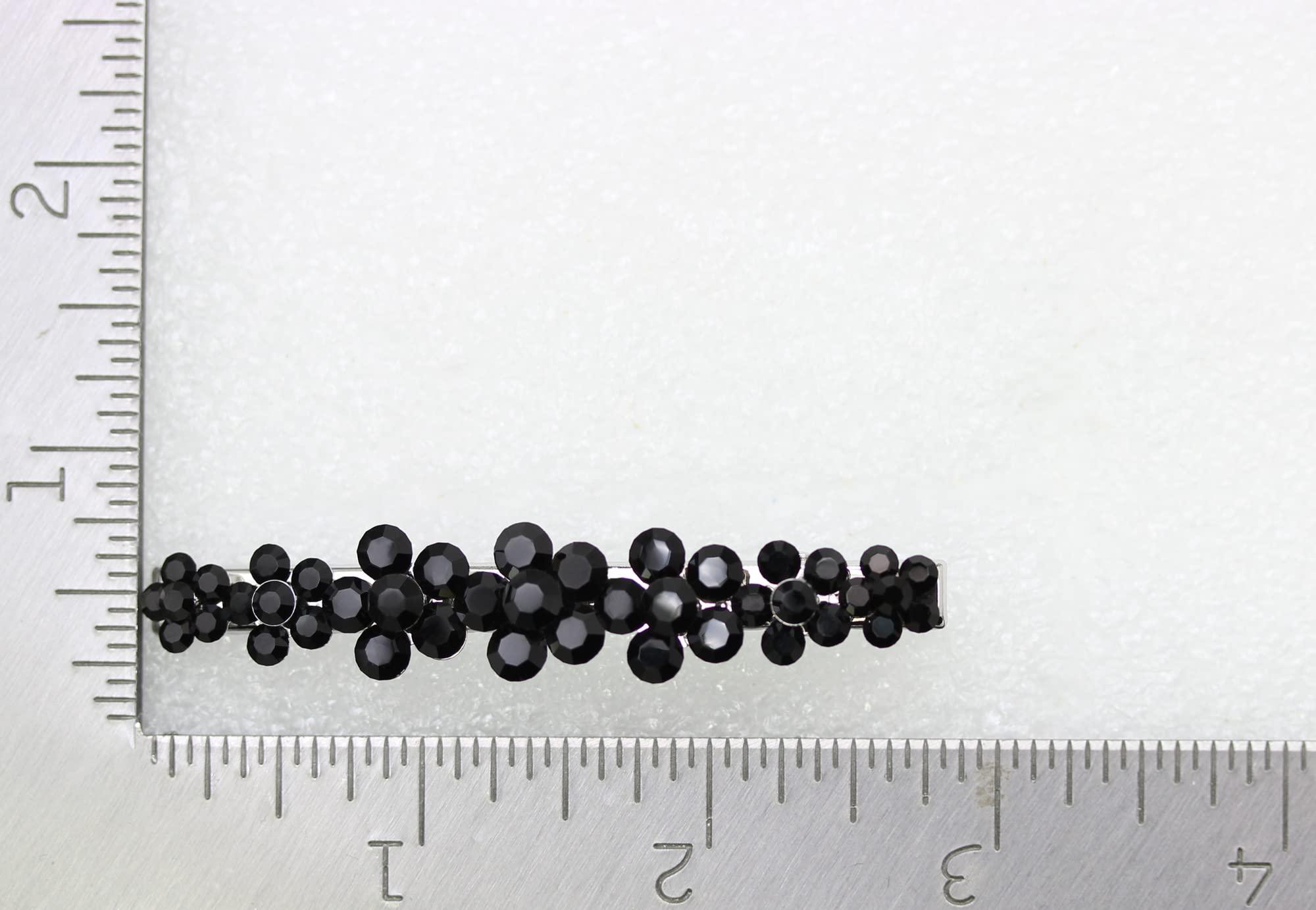 Faship Faship Gorgeous Black Crystal Floral Small Alligator Hair Clip