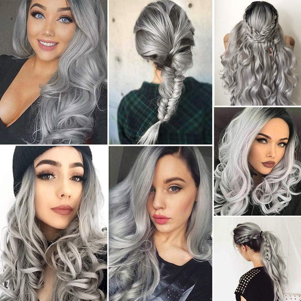 Freiuoke Grey Bundles Ombre Straight Human Hair Bundles 30 Inch Two Tone Dark Roots To Grey Bundles Human Hair Unprocessed Virgin Hair 1 Bundle Silver Bundles Hair Extensions