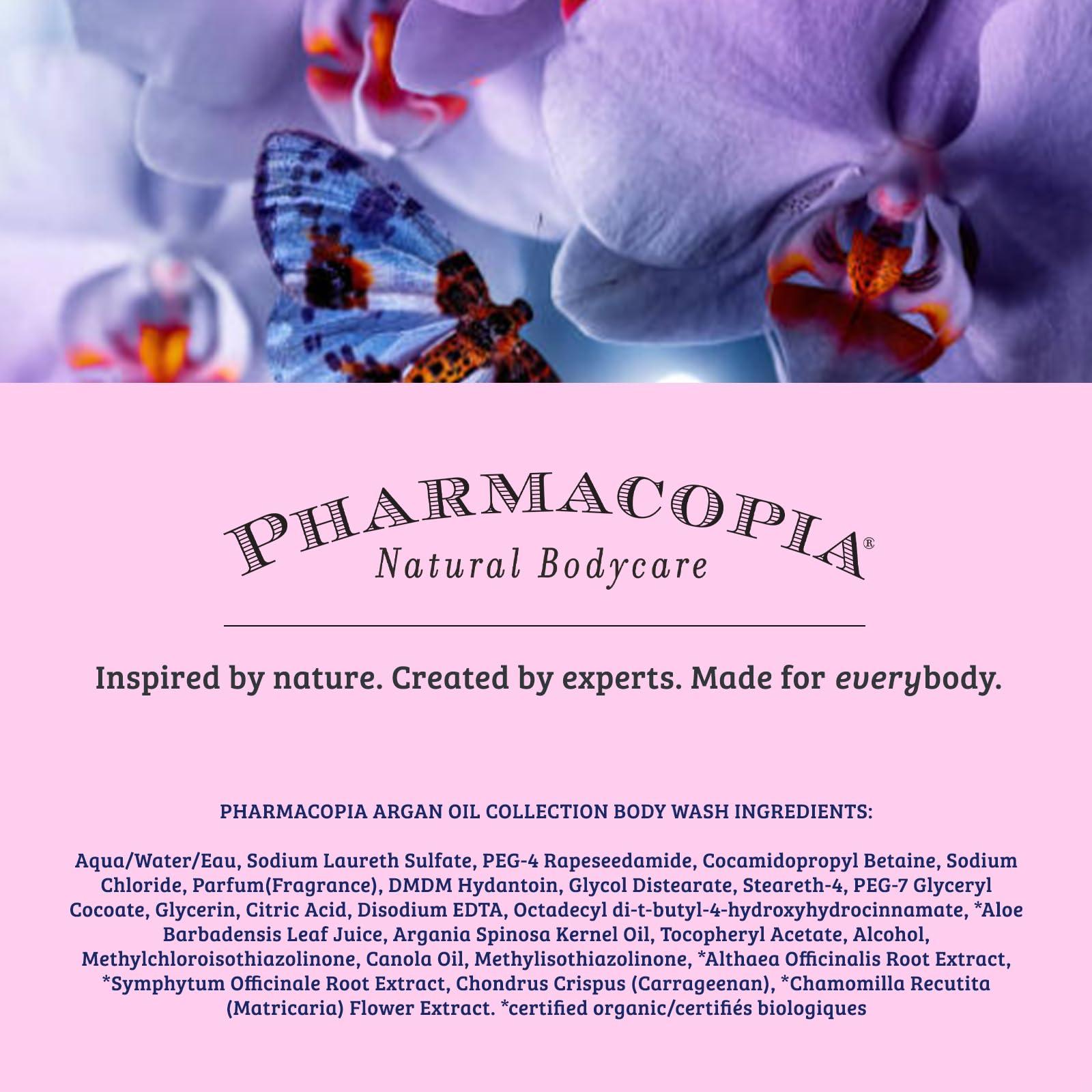 Pharmacopia Pharmacopia Hotel Argan Oil Body Wash - Vegan Moisturizing Shower Gel with Aloe Vera, Coconut Oil and Green Tea Extract - Natural, Organic and Cruelty-Free Skin Care for Men and Women, 16.2 oz