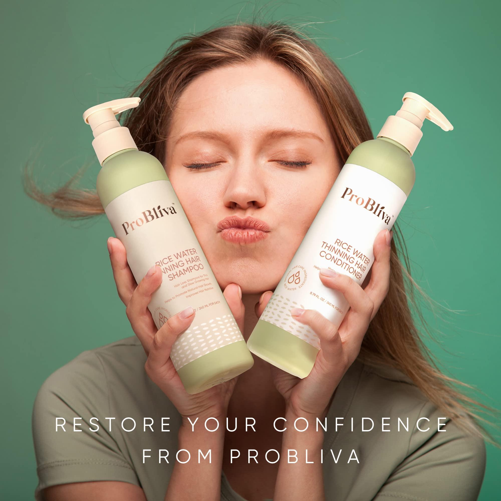 ProBliva Rice Water Thinning Hair Shampoo & Conditioner - Anti Hair Loss - Regrowth & Thickening