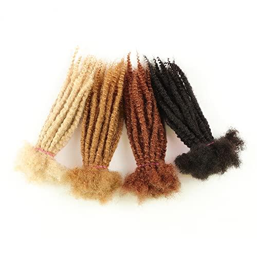 Orientfashion Orientfashion Textured Loc Extensions Human Hair 8-16inch 0.4cm 0.6cm And 0.8cm Dreadlocks Handmade Permanent Locs Extensions Can Be Dyed Bleached Curled (12 Inch 30strands, 0.6cm Natural black)