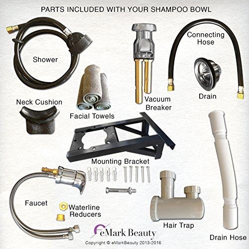 eMark Beauty Salon CERAMIC Wall Mounted Tilting Bowl Reclining Shampoo Chair TLC-B07WT-216