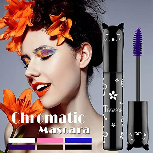 Fujiunia Fujiunia Colored Mascara Blue Purple White Black Brown Pink Mascara Volume and Length, 4D Silk Fiber Lash Extensions Mascara