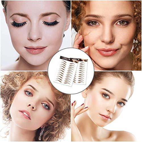 Beyony 8 Sheets Eyebrow Tattoo Stickers, 4D Hair-like Authentic Eyebrows, Brown Imitation Ecological Lazy Natural Tattoo Eyebrow Stickers Waterproof for Woman Makeup Tool for Woman 88 Pairs (Classic Pattern)