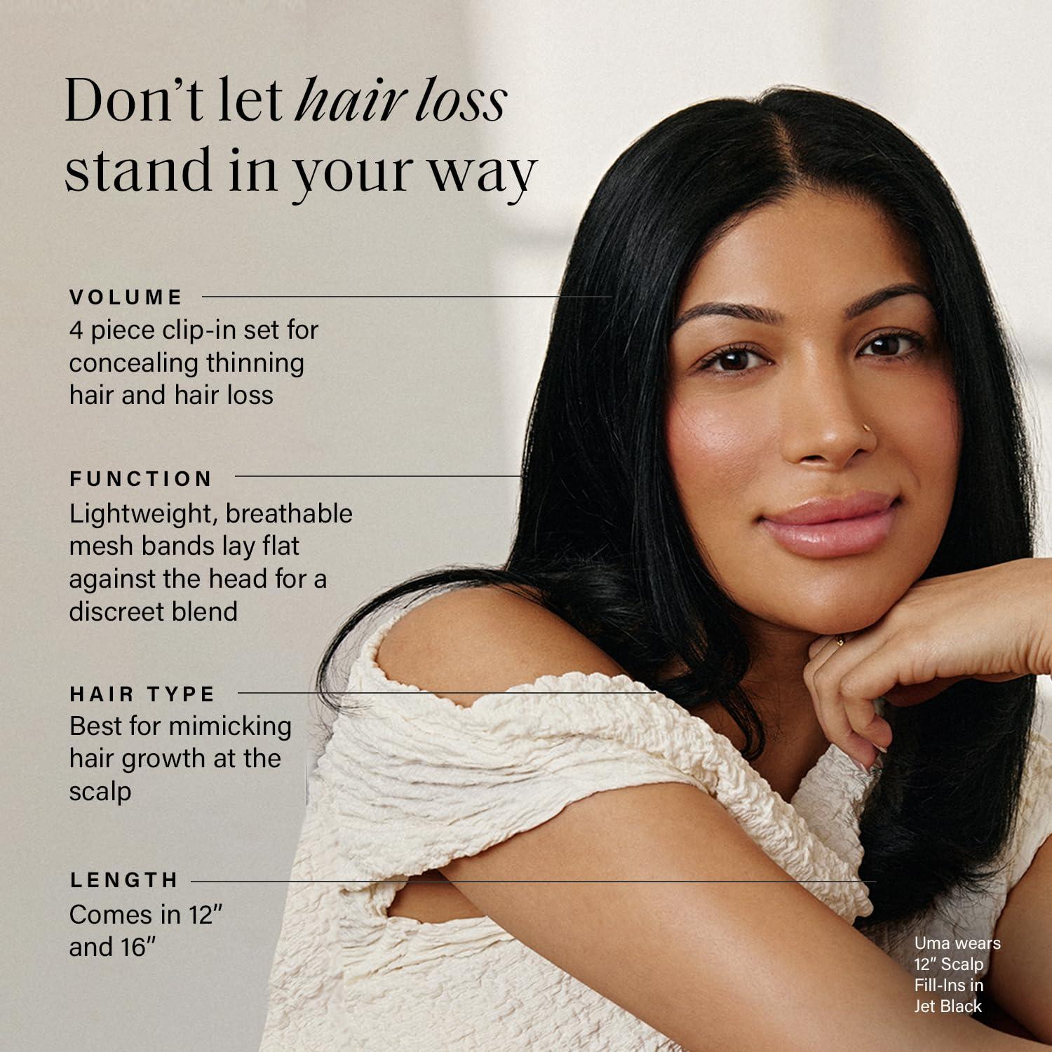 Luxy Luxy Hair 12\" Ash Brown Highlights Scalp Hair Fill-Ins Clip-In Hair Extensions (30 grams) 100% Remy Human Hair, For Thinning Near Scalp, 4-Piece Set, Mimics Hair Growth