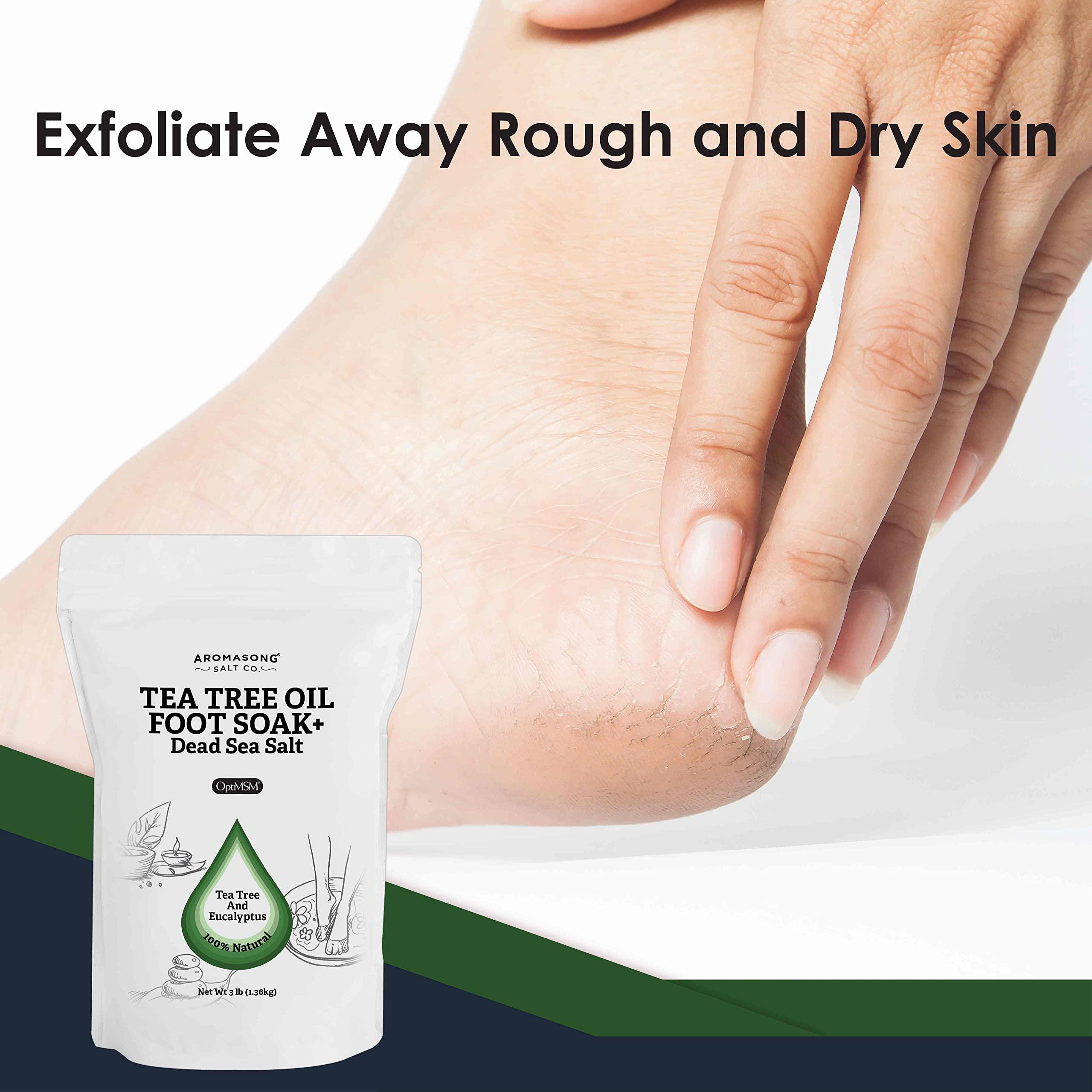 Aromasong Aromasong Tea Tree Foot Soak with Dead Sea Foot Soaking Salts - Pedicure Foot Soak for Dry Cracked Feet - Athlete\'s Foot Soak Callus Remover Soothes Sore Feet - Eliminates Odor - Made In USA