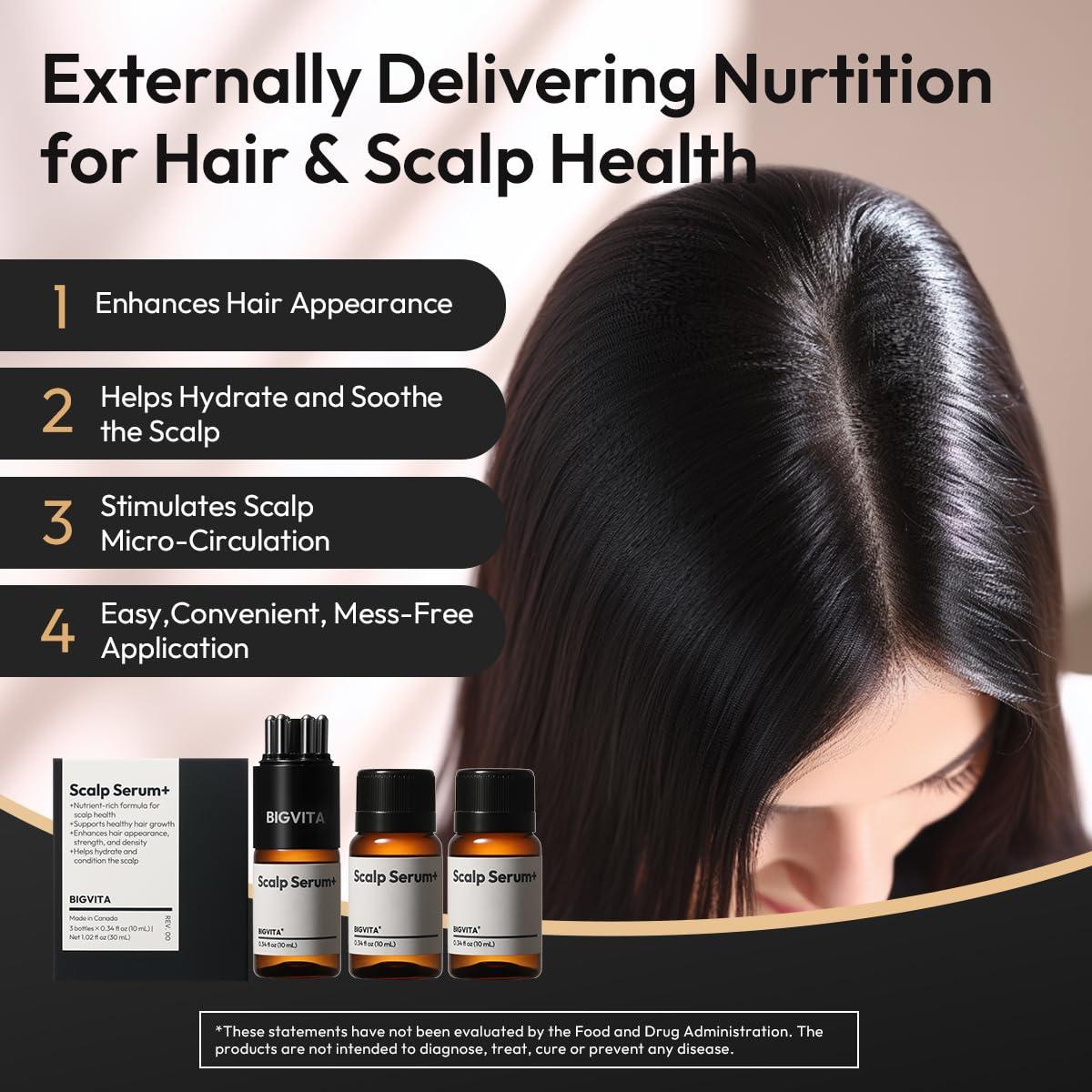 BIGVITA BIGVITA Scalp Serum + | Scalp Massager Applicator for Thicker, Fuller Hair | Hair Growth, Dry Scalp Relief | Biotin, AnaGain, Centella & Natural Leaf Extracts | Soothes Itchy, Flaky Scalp