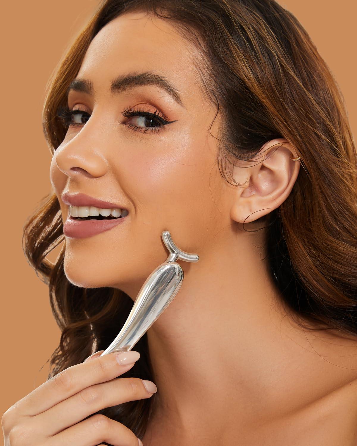 ROMALOVE Jade Facial Roller, Real Jade Face Roller Massager with 3 Interchangeable Heads for Women Routine Skin Care, Reduce Puffiness Wrinkling Rejuvenate Skin (White Jade + Silver Handle)