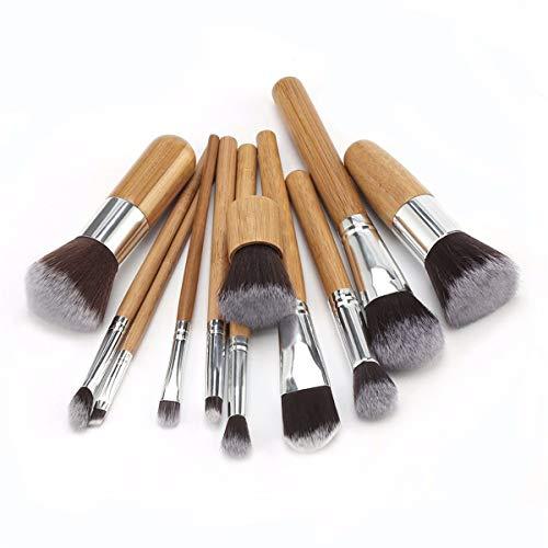 AnHua AnHua 11 Pcs Professional Natural Bamboo Makeup Brushes Powder Foundation Blending Brush Tool Set Women Beauty Brushes Kit