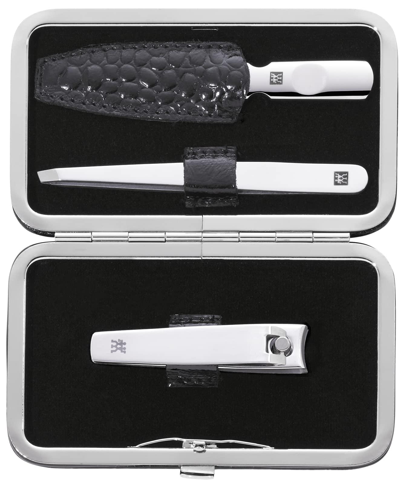 ZWILLING ZWILLING Manicure Set Pedicure kit, Nail Care Complete Set, Cowhide, Croco Edition, 3 Pieces, Black
