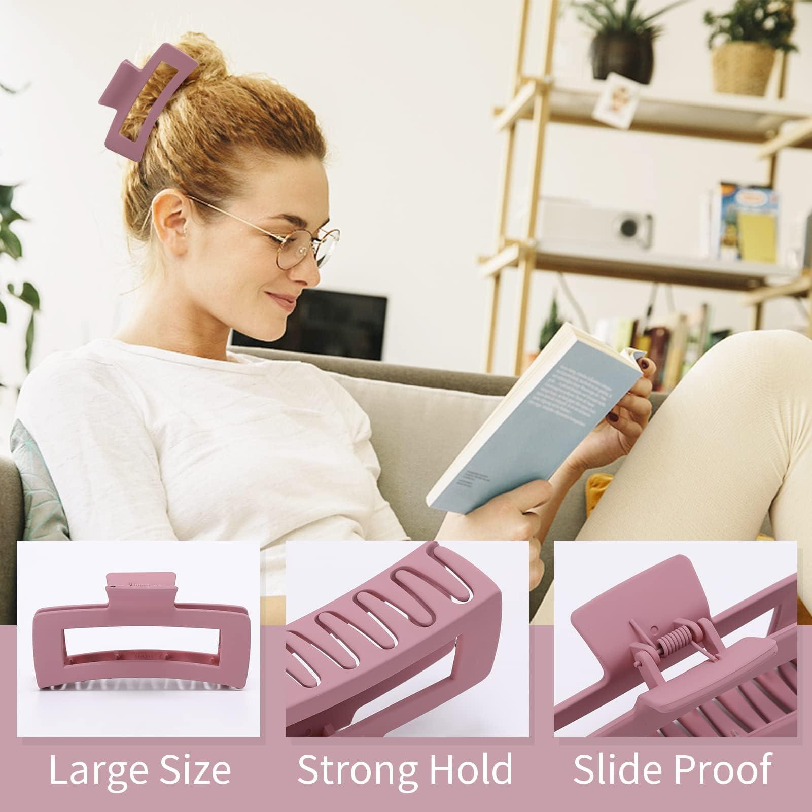 Glaudmeiss 5 Inch Extra Large Claw Clips, Big Hair Clips for Thick Long Curly Hair, Durable Matte Strong Hold Hair Claw Clips, Non-slip Square Hair Clips for Women, Hair Accessories Valentine\'s Day Gifts