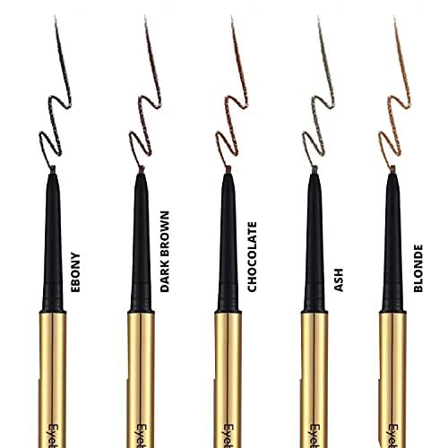 Melanie Jovanovic Eyebrow Definer Pencil | Fill in Draw Fine Lines and add volume to your Brows | Long Lasting and Waterproof | Precision Smart Double Ended Design | Mela Beauty Studio Professional Makeup (Ebony)
