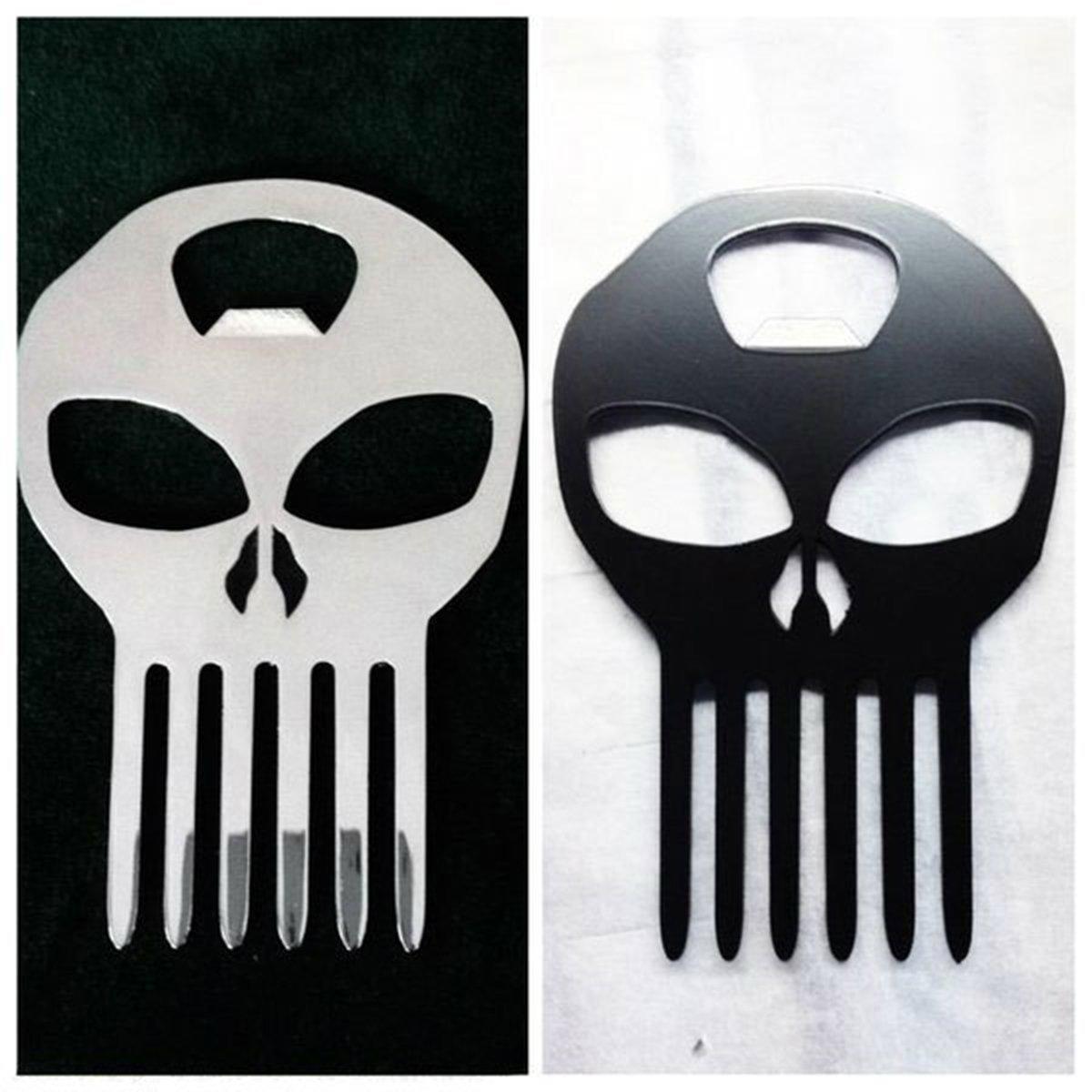 Badass Beard Care Badass Beard Care Skull Beard Pick For Men - Pocket Fit, Light Weight (Silver)