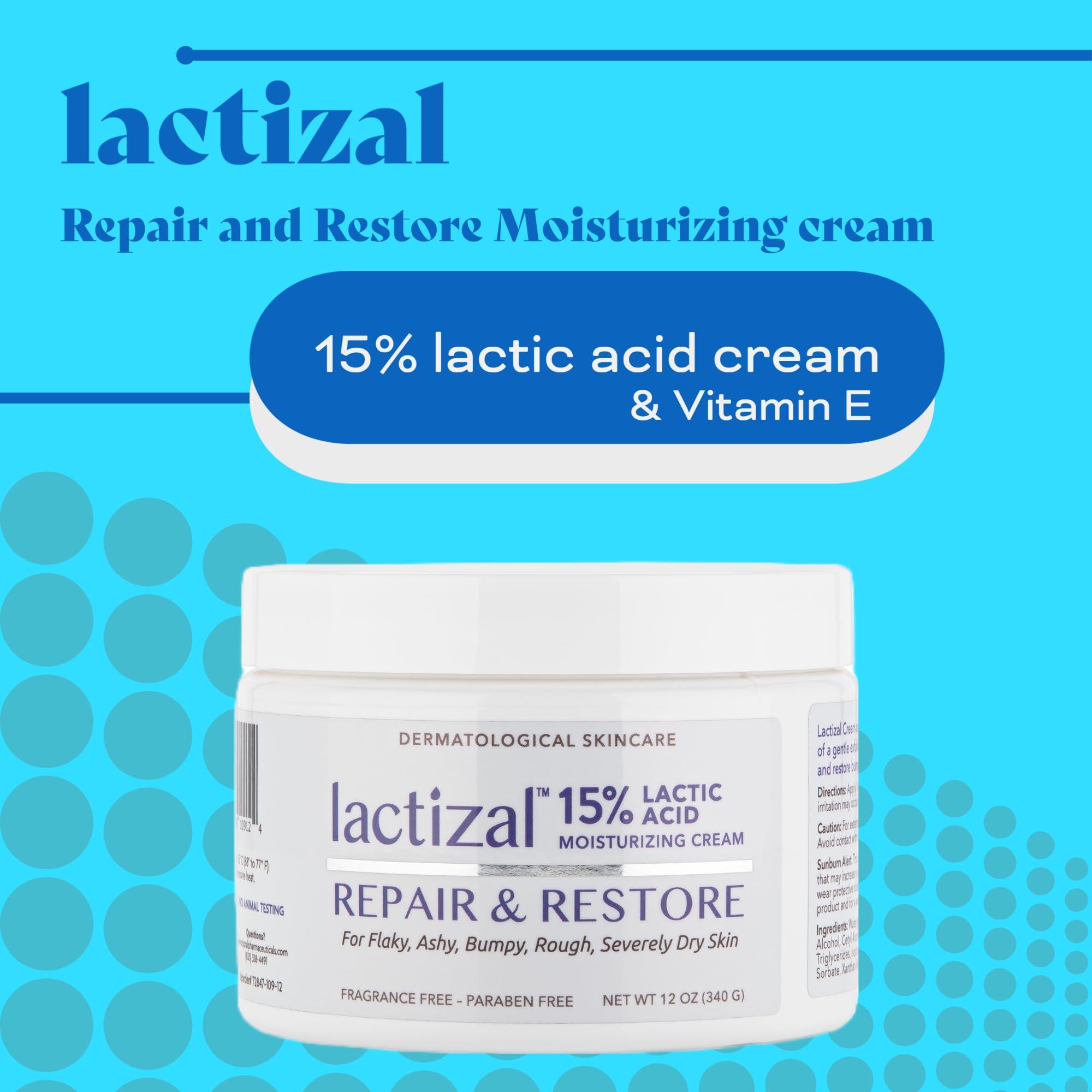 LACTIZAL LACTIZAL Repair & Restore Cream With 15% Lactic Acid 12 oz Tub 2-in-1 Exfoliator and Moisturizer For Extream Dry Skin