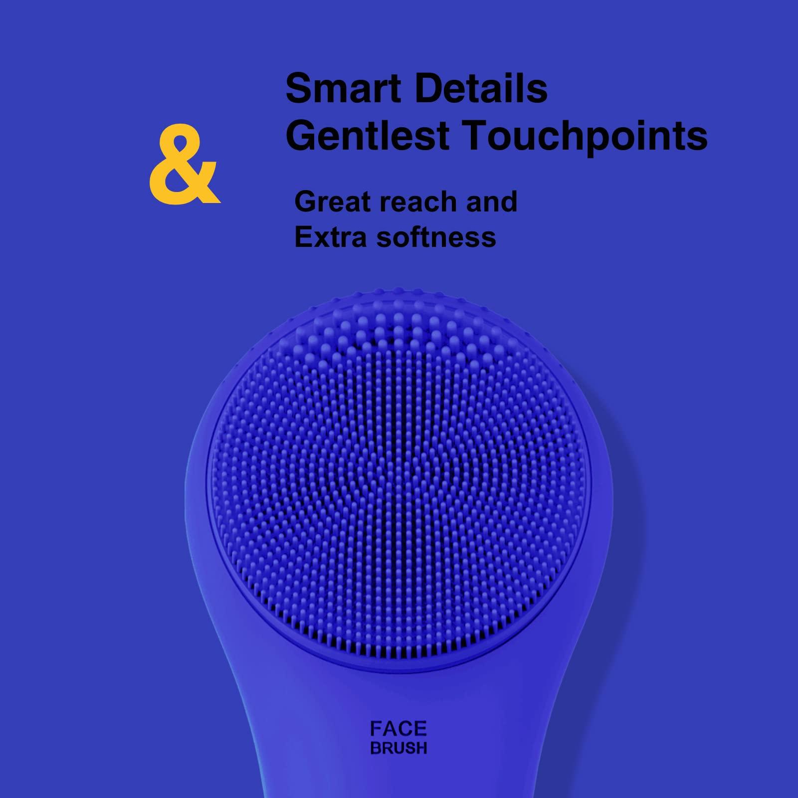 NågraCoola NgraCoola CLIE Facial Cleansing Brush, Waterproof and Rechargeable Face Scrub Brush for Men & Women, Cleansing, Exfoliating and Massaging, Electric Face Scrubber - Blue