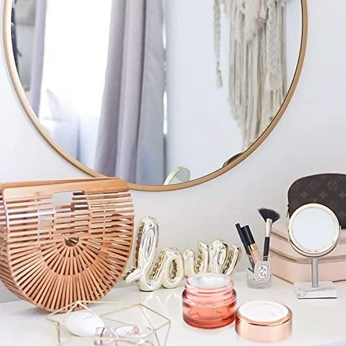 Cositina Cositina 12 Pack 1oz Pink Glass Jars,Empty Round Storage Travel Containers with Rose-Golden Lids & Inner Liners,Refillable Cosmetic Vials for Moisturizer,Creams,Salve, Lotion