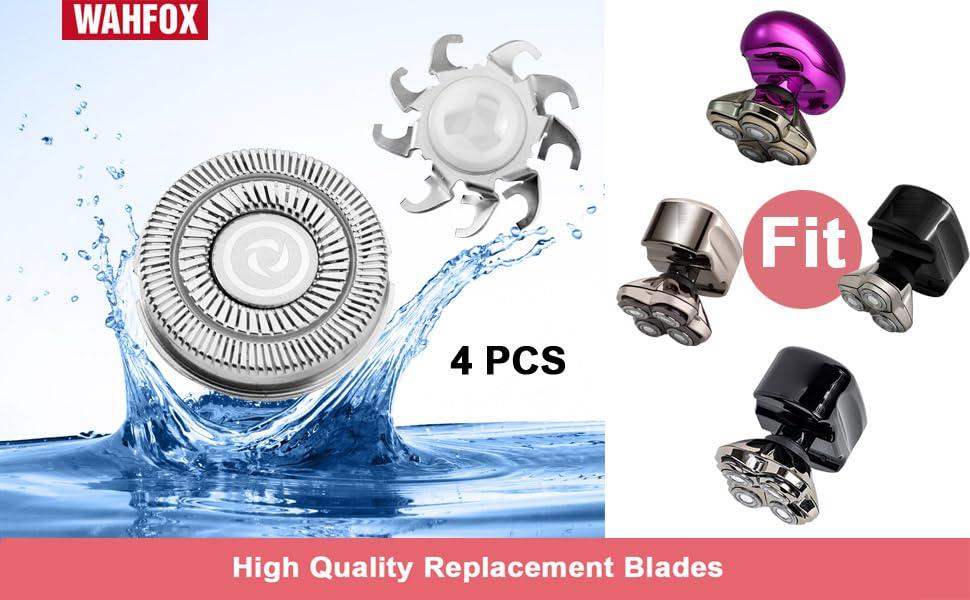 WAHFOX 4 pcs Shaver Replacement Blades for Skull Shaver Pitbull Replacement Blades for Carver Pitbull Gold PRO/Platinum PRO/Silver PRO Pitbull Gold Replacement Heads