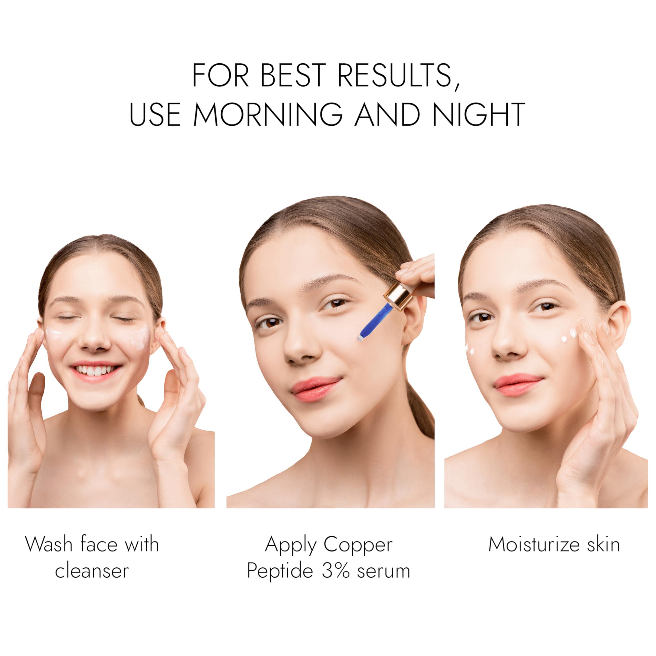 NinthAvenue Basics Copper Peptides Serum For Face - Strongest Available - Copper Peptide 3% - Powerful Anti-Aging Formula to Hydrate Skin, Reduce Wrinkles and Plump - 1.0 oz