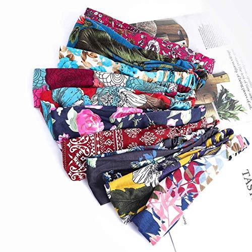 Bohend Bohend 10 Pack Boho Headbands Wide Flower Hair Band Boho Bandeau Stretchy Athletic Daily Use Hair Accessories for Women and Girls (E)