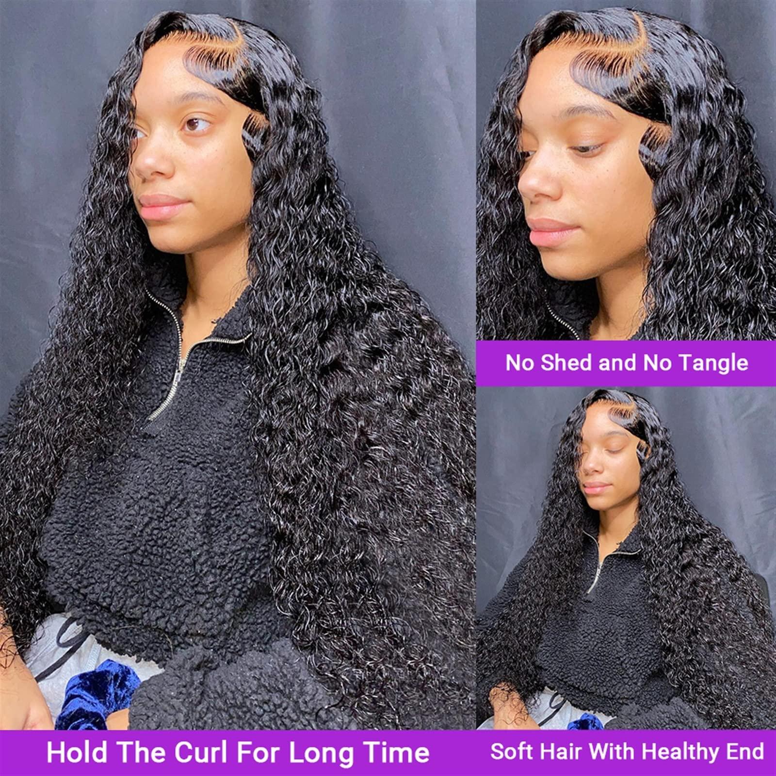 mengli-99 Wigs for Women Deep Wave Lace Front Human Hair Wigs 8-40 inch Wave Curvy Lace Closure Wigs 150% Natural Black Brazilian Remy Hair Transparent Lace Wigs for Black Women Wig for Daily Party Use(13X6 Lac