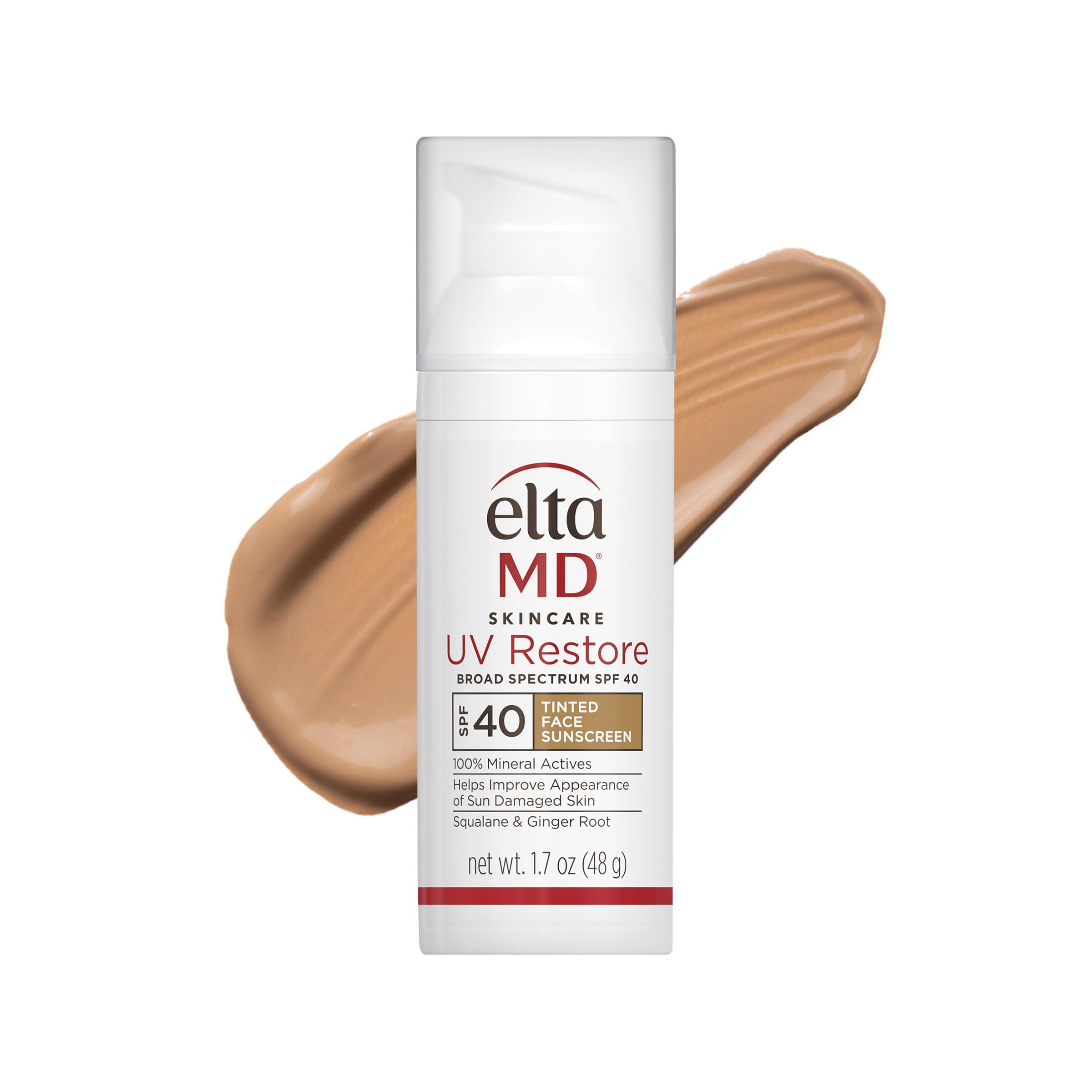 EltaMD EltaMD UV Restore Tinted Face Sunscreen, SPF 40 Tinted Mineral Sunscreen for Sun Damaged Skin Repair, Zinc Oxide Sunscreen Formula, 1.7oz Pump