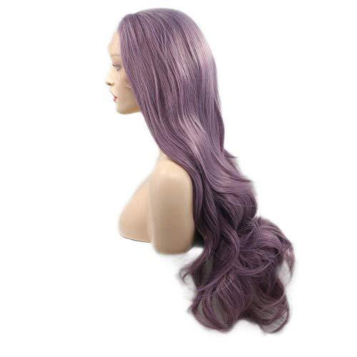 RainaHair RainaHair 24inch Lavender Purple Wig Heat Resistant Lilac Synthetic Lace Front Wig Natural Hairline Wavy Pastel Wig Glueless Lace Front Wigs for Women Girls Cosplay Party Makeup