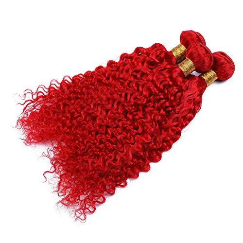 General Peruvian Red Color Human Hair Bundles with Closure 4 with 4 Inches Deep Wavy Mixed Length Virgin Double Drawn Hair Weft