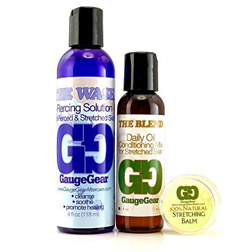 Gauge Gear Gauge Gear Premium Stretched Ear Care Kit | Piercing Aftercare and Stretched Skin Care | Stretching Balm, Daily Oil