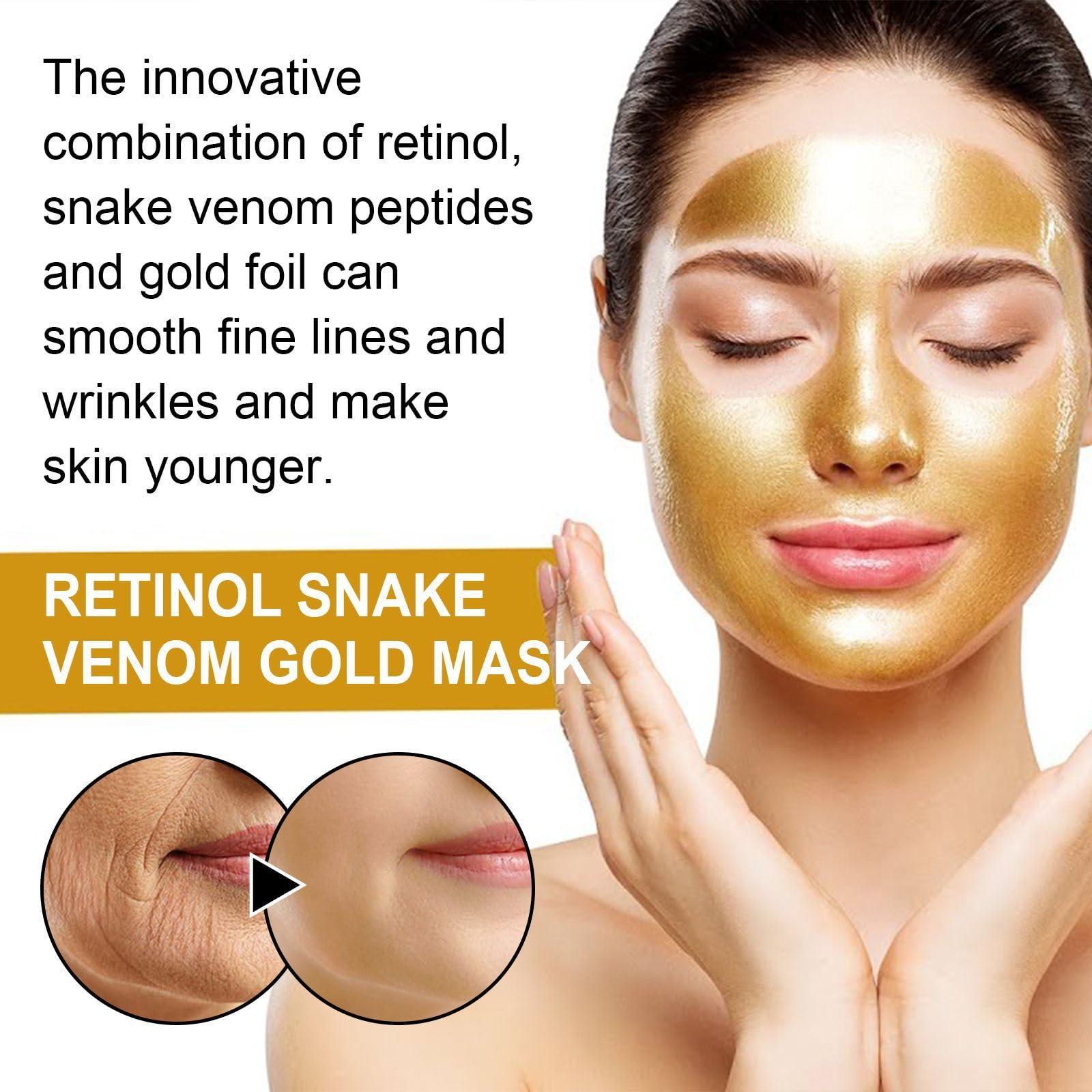 ATHNO Retinol Snake Venom Gold Mask,Retinol Snake Venom Peptide Gold Peel Off Mask,Rejuvenating Gold Peel off Mask,Anti Wrinkles&Reduce Fine Lines,Clear Acne & Blackhead,Moisturizing (7PCS)