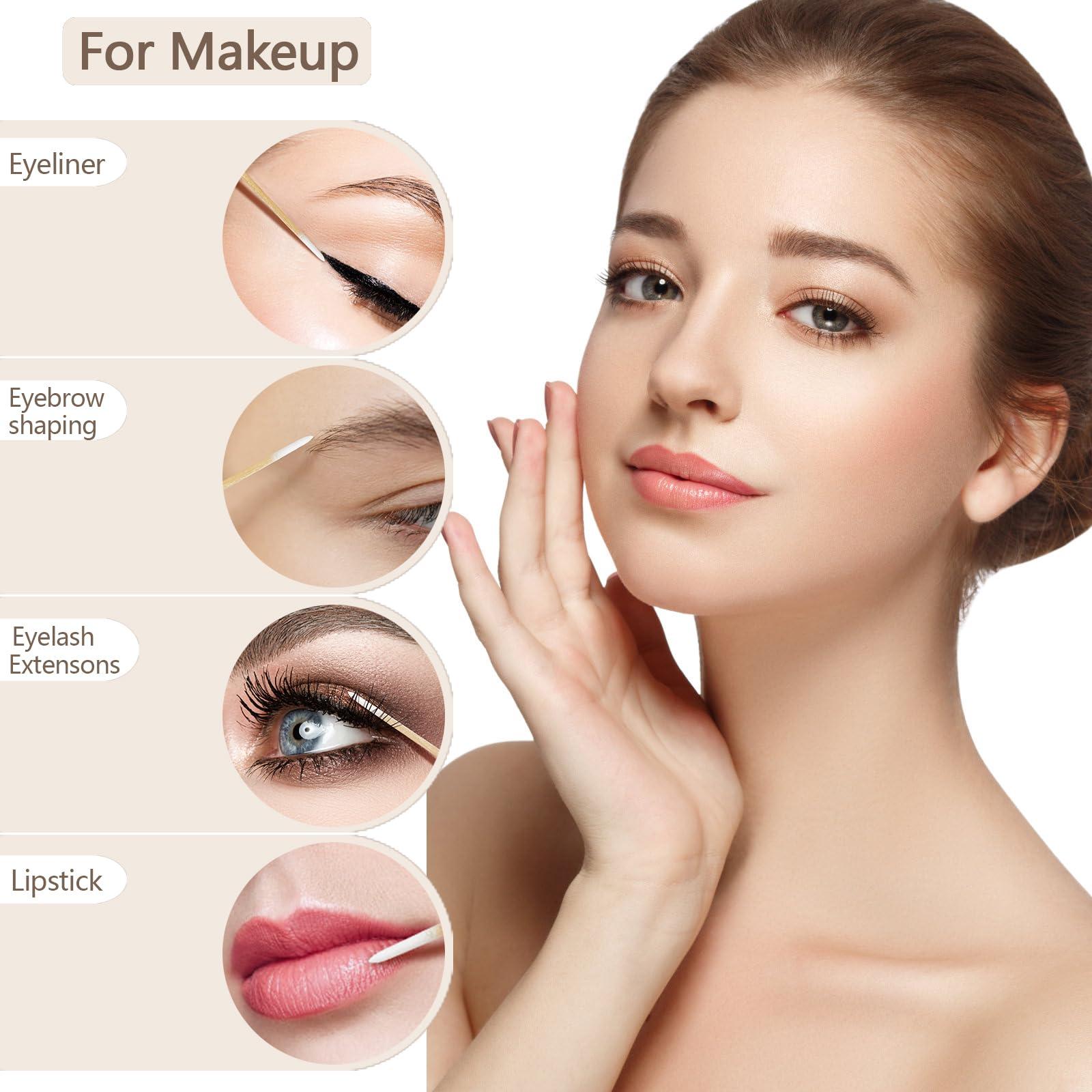 UrbanAbode Pointed Cotton Swabs with Storage Case, Precision Tip Cotton Swabs with Wooden Sticks, Microswabs for Eyelash Extensions Makeup Nails Tattoo Permanent Supplies Craft