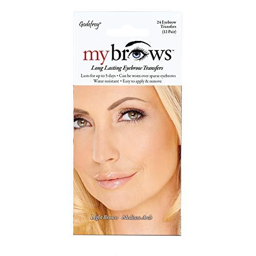 Godefroy Godefroy MyBrows Long Lasting Eyebrow Transfers, Medium Arch, Light Brown, 12-Pairs of Brows