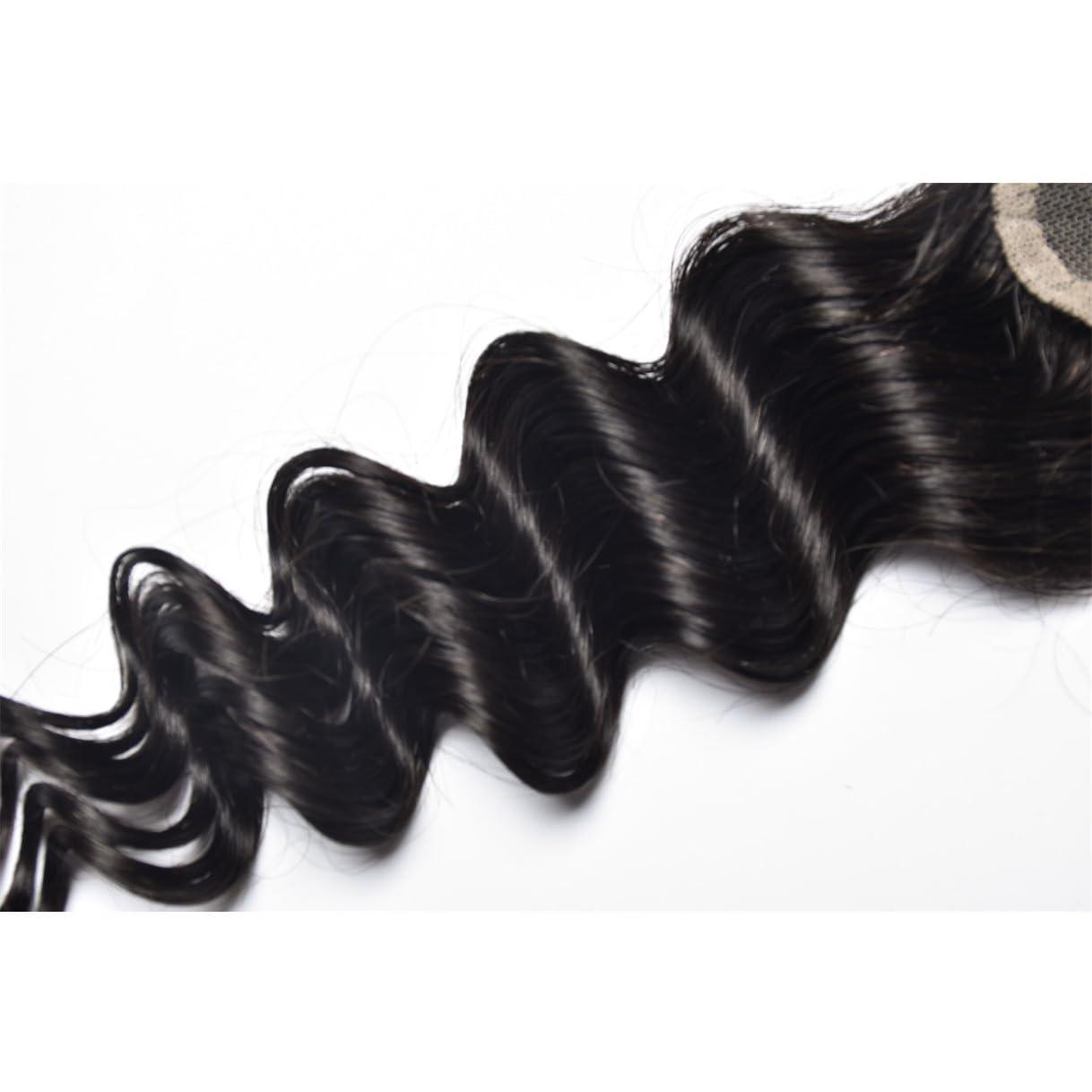 rewcoin Brazilian Loose Deep 2x6 Lace Closure 100% Unprocessed Human Virgin Hair Pre Plucked Loose Deep Wave Pre-Plucked Hairline Frontal Closure Natural Black With Baby Hair (22inch, 2x6 loose deep closure)