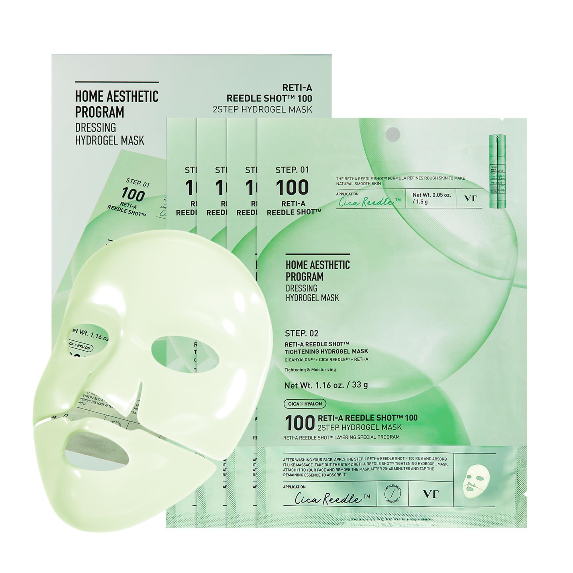 VT COSMETICS VT COSMETICS Reti-A Reedle Shot 100 2-Step Hydrogel Mask(34.5gx4ea), Intensive Tightening, Exosome Retinol, Overnight Melting Mask, Ideal for Retinol Beginners, Korean Facial Mask
