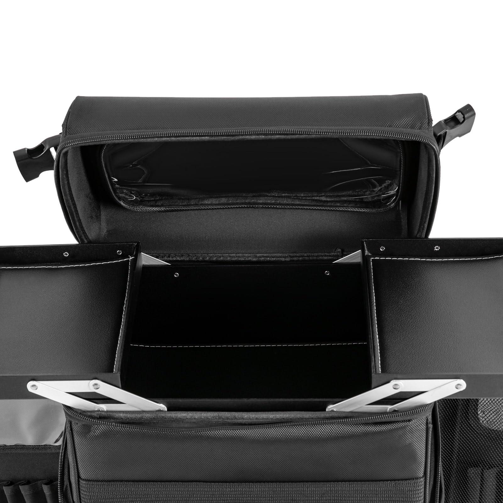 Lemoeyes Lemoeyes Rolling Makeup Train Case, Professional Soft Sided Makeup Case with Detachable Pouch and Wheels, Trolley Cosmetology Cosmetic Makeup Case for Hairdressing Makeup Tools