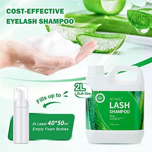 ACTROL Eyelash Extension Cleanser Aloe 2L Natural Lash Extension Shampoo Professional Eyelid Foaming Cleanser Paraben & Sulfate Free Non-lrritating with Salon and Home Care