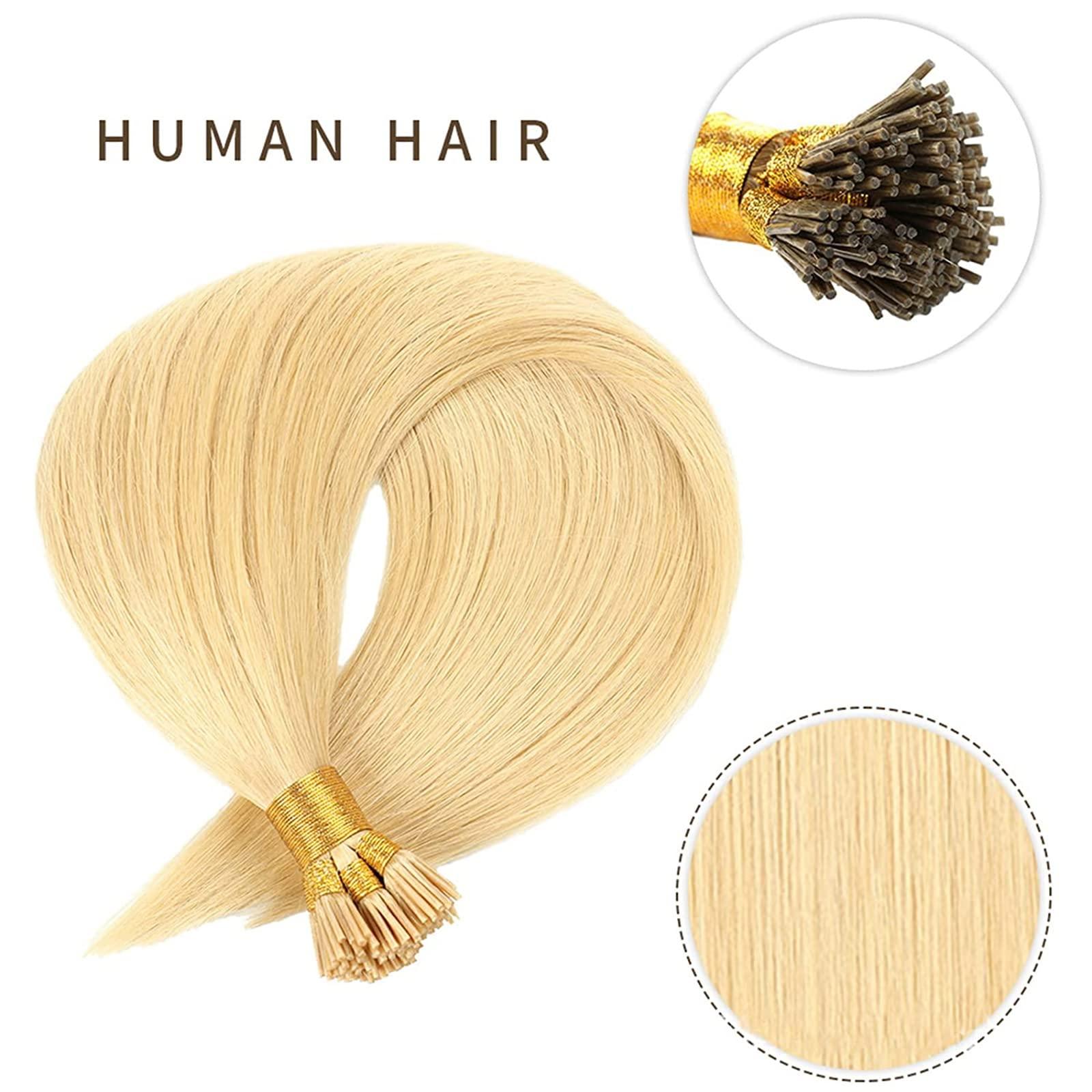 SCIAZA SCIAZA I Tip Cold Fusion Hair Extensions, 50G/100S Real Human Hair Extensions, Pre Bonded Keratin Hair Extensions,Blonde,20in